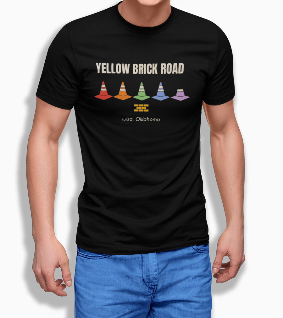 Yellow Brick Road Traffic Cone Colors Tulsa Oklahoma T-Shirt