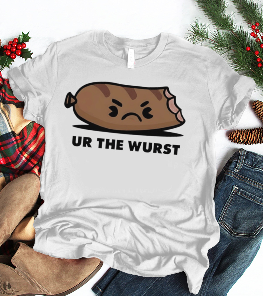 Angry Sausage Ur The Wurst Pun Humor T-Shirt