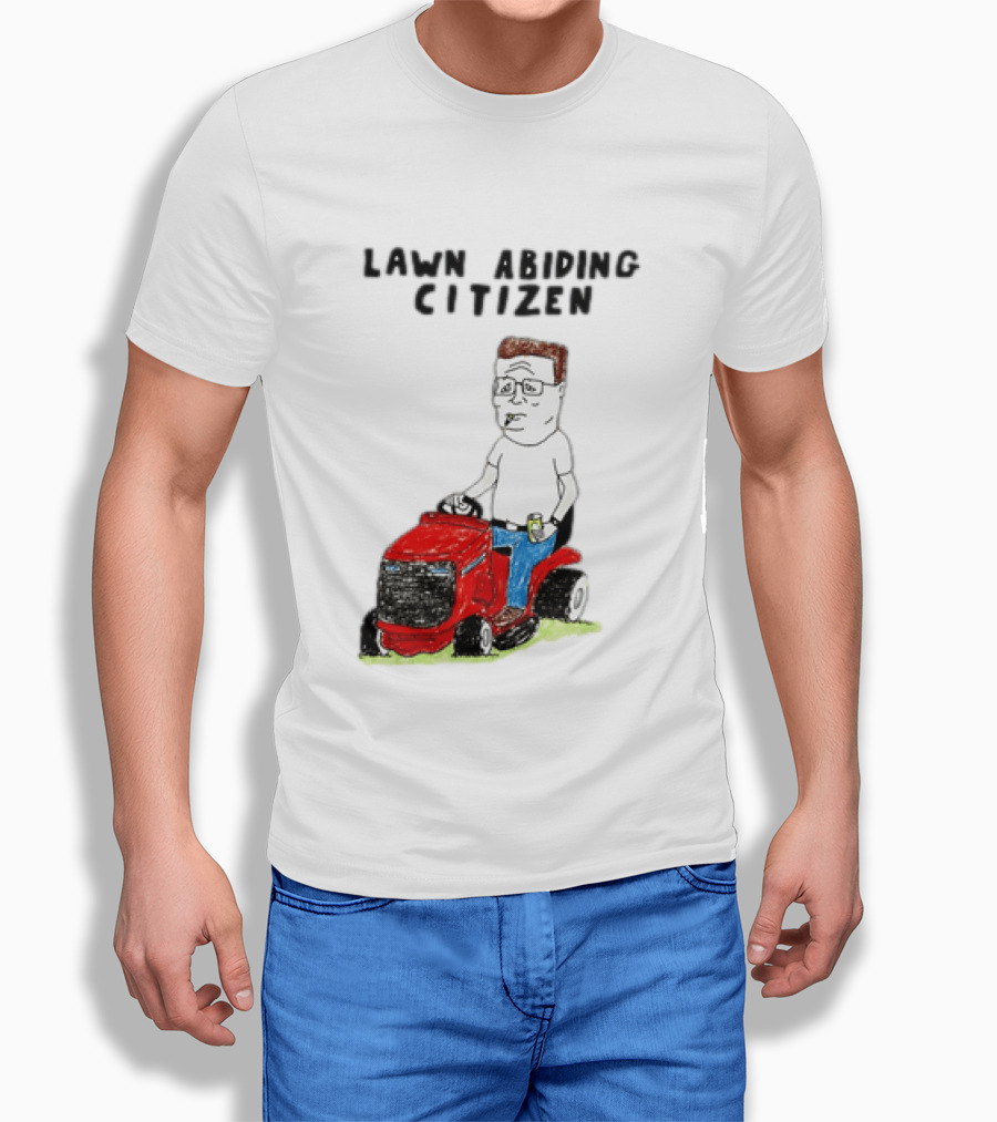 Lawn Abiding Citizen Hank Hill Cartoon Riding Mower Image T-Shirt