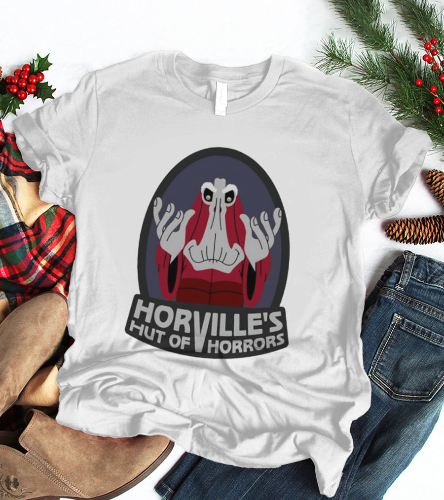 Horville's Hut Of Horrors Angry Red Clad Monster With Creepy Hands T-Shirt