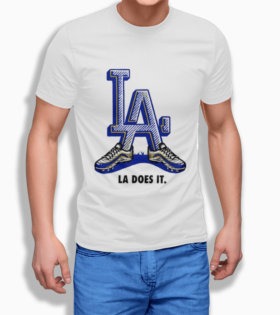 LA Dodgers LA Does It Baseball Footwear T-Shirt