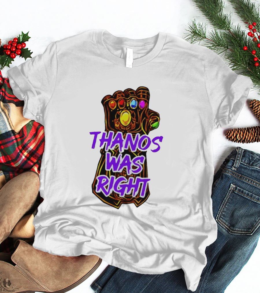 Thanos Was Right Marvel Infinity Gauntlet Bold Purple T-Shirt