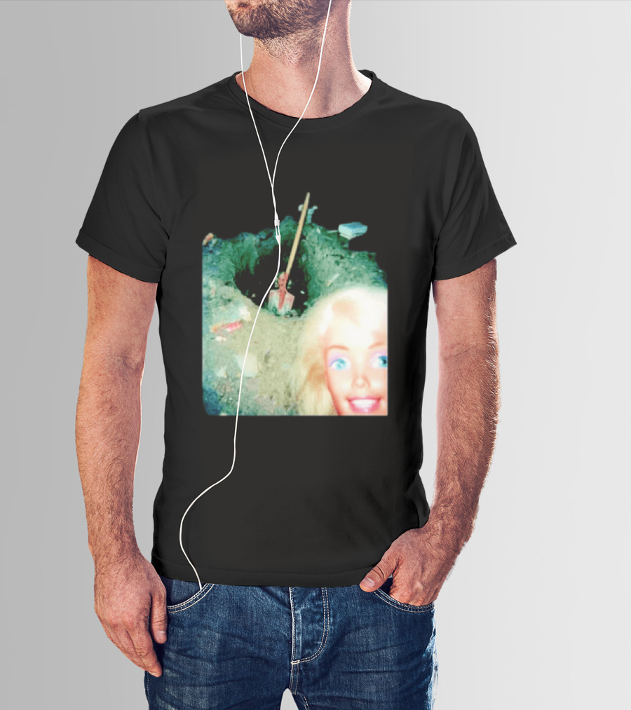Barbie Doll Digging A Grave Shovel Surreal Scene T-Shirt