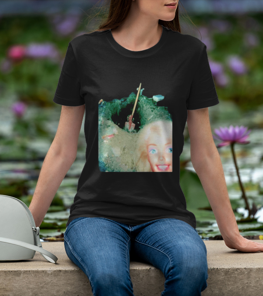 Barbie Doll Digging A Grave Shovel Surreal Scene T-Shirt