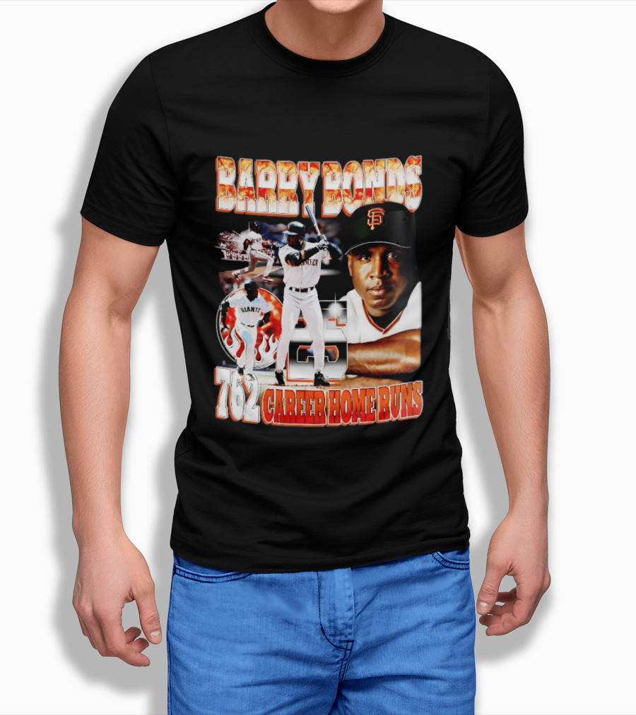 Barry Bonds Giants 25 San Francisco 762 Career Home Runs T-Shirt