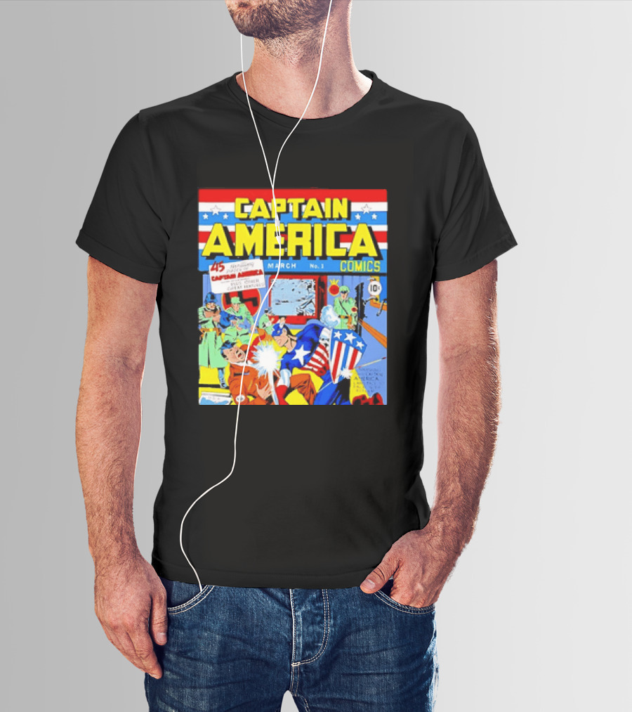 Captain America Comics March No 1 Smashing Thru Hitler Issue Cover 1941 T-Shirt