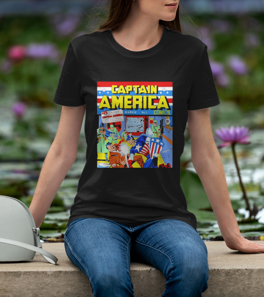 Captain America Comics March No 1 Smashing Thru Hitler Issue Cover 1941 T-Shirt