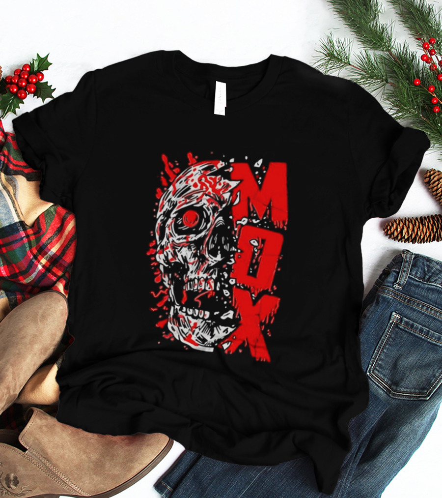 Creepy Zombie Skull MOX Red Splatter T-Shirt