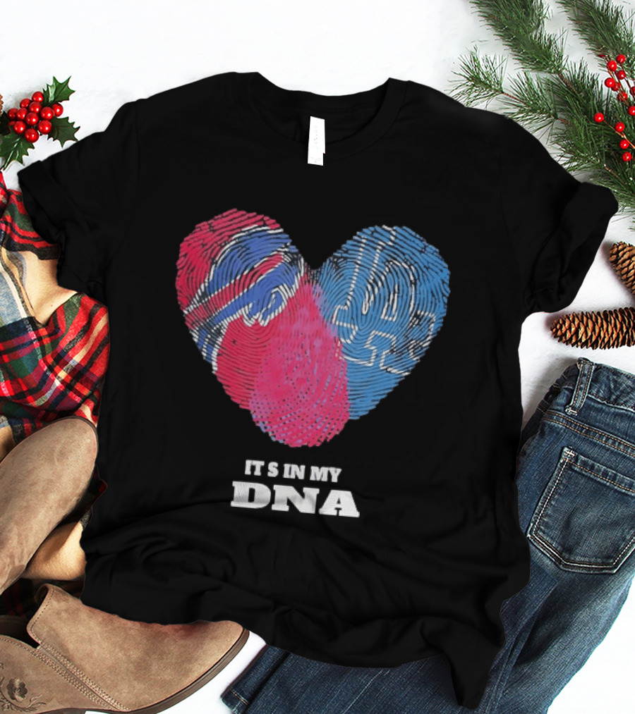 Buffalo Bills Los Angeles Dodgers It's In My DNA Fingerprint Heart T-Shirt