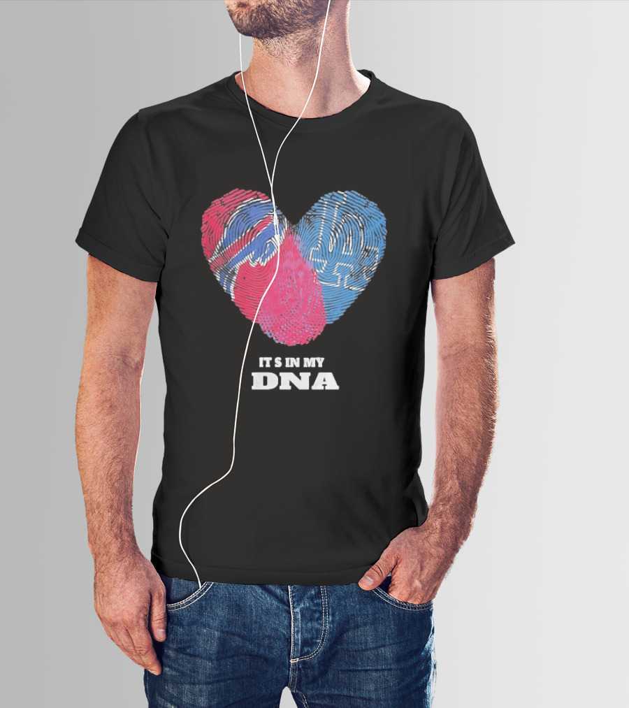 Buffalo Bills Los Angeles Dodgers It's In My DNA Fingerprint Heart T-Shirt