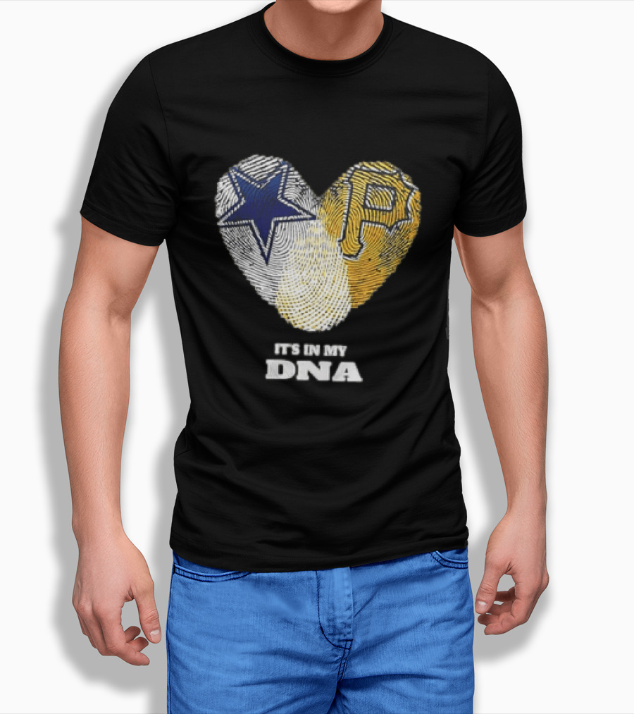 Dallas Cowboys Pittsburgh Pirates Heart Shape It's In My DNA T-Shirt