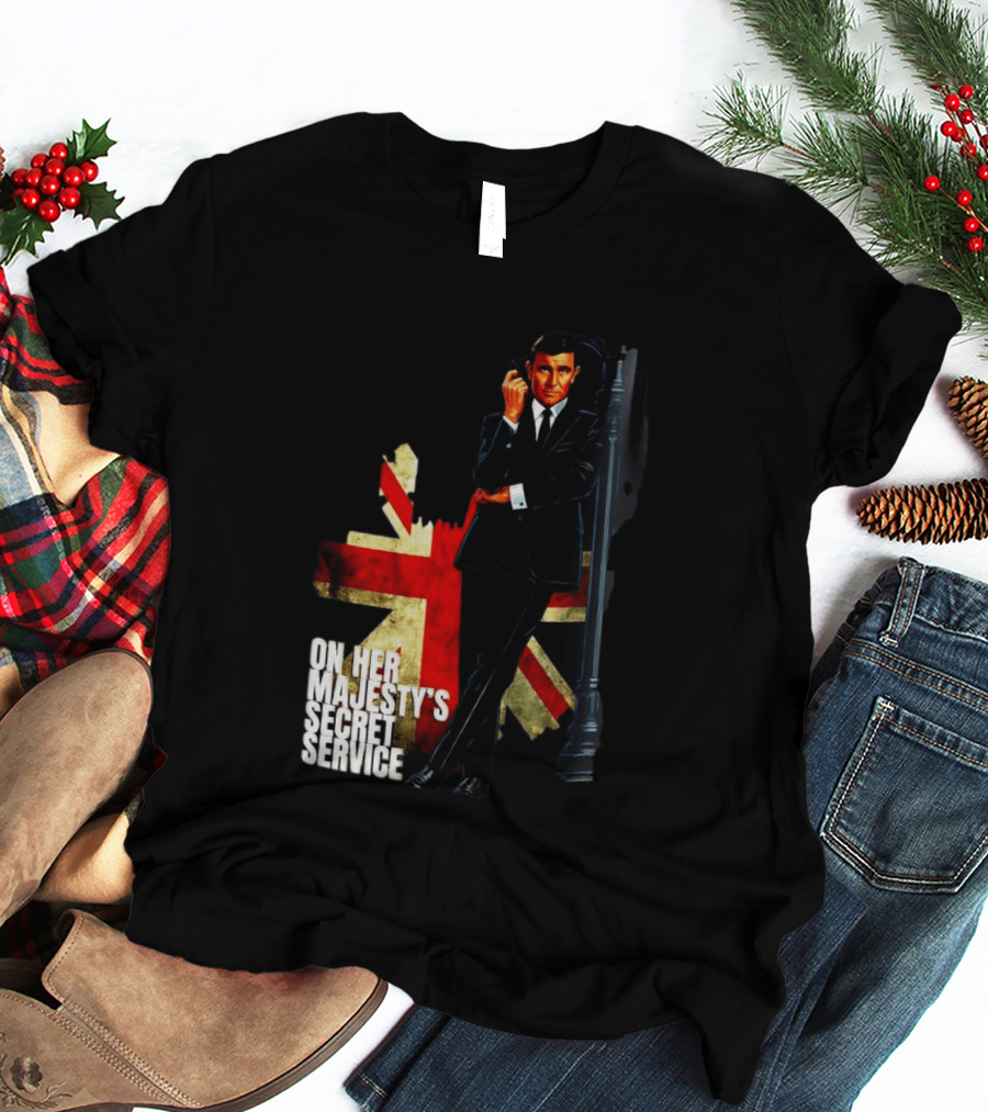 James Bond On Her Majesty's Secret Service British Flag Spy T-Shirt