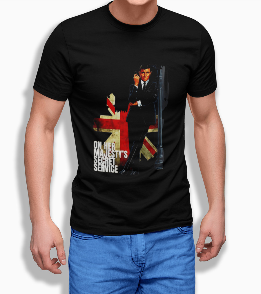 James Bond On Her Majesty's Secret Service British Flag Spy T-Shirt