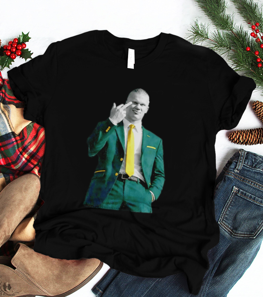 Erling Haaland Green Suit Yellow Tie Manchester City T-Shirt