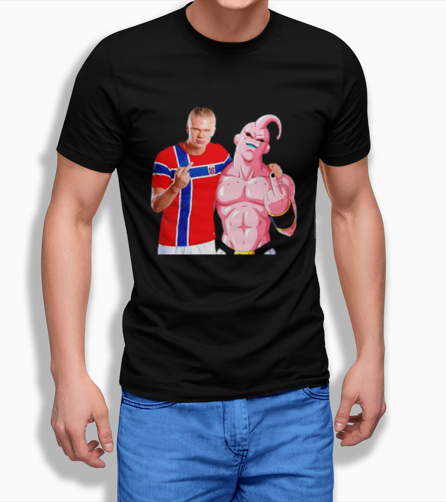 Erling Haaland Norway Majin Buu Middle Finger Cartoon Collaboration T-Shirt
