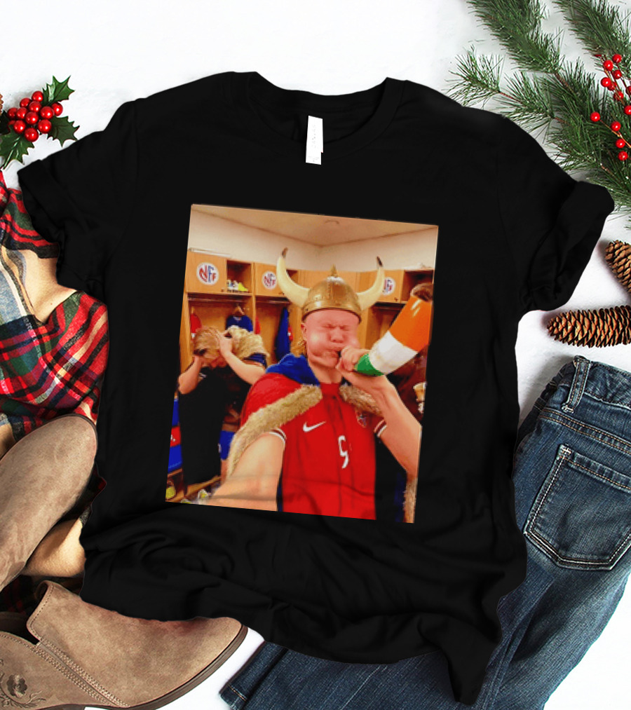 Erling Haaland Norway No 9 Viking Football Celebration Locker Room T-Shirt
