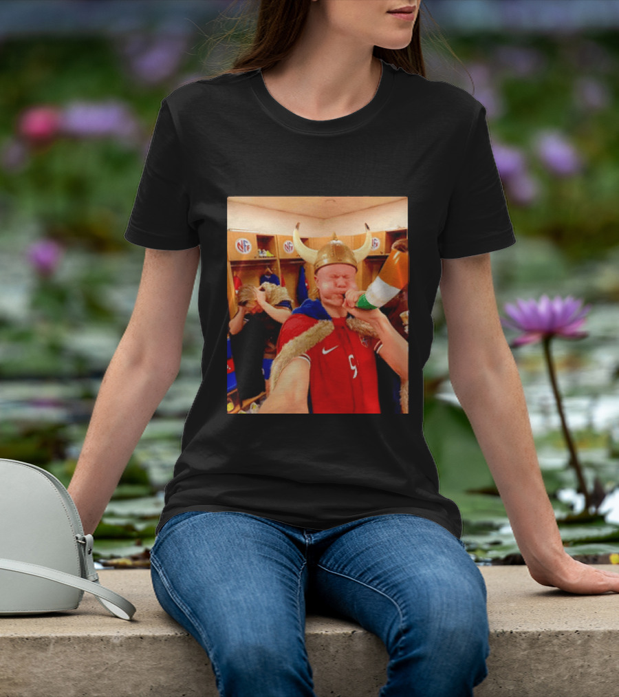 Erling Haaland Norway No 9 Viking Football Celebration Locker Room T-Shirt