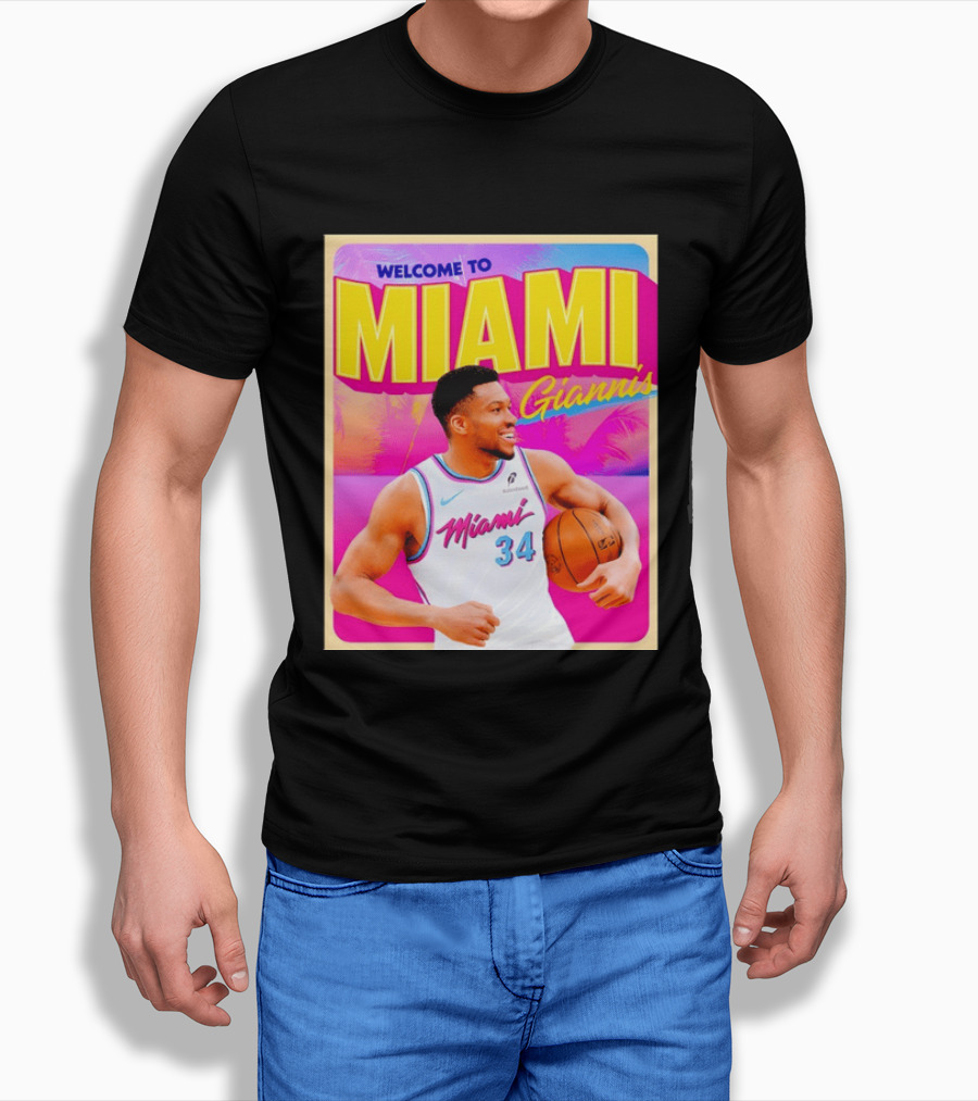 Welcome To Miami Giannis Miami Heat Basketball 34 T-Shirt