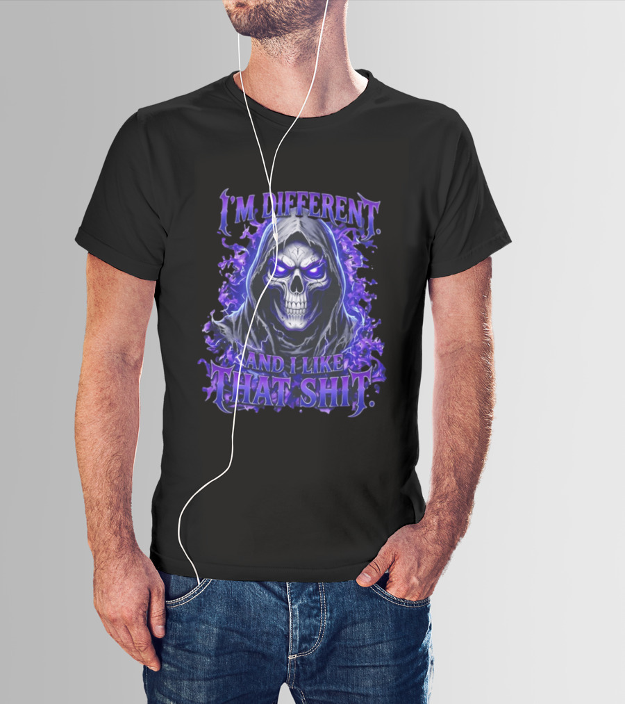 I'm Different Skeleton Hooded Reaper Purple Glow T-Shirt