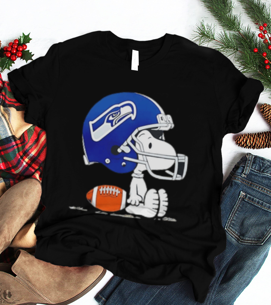 Snoopy Seattle Seahawks Football Helmet Collaboration T-Shirt