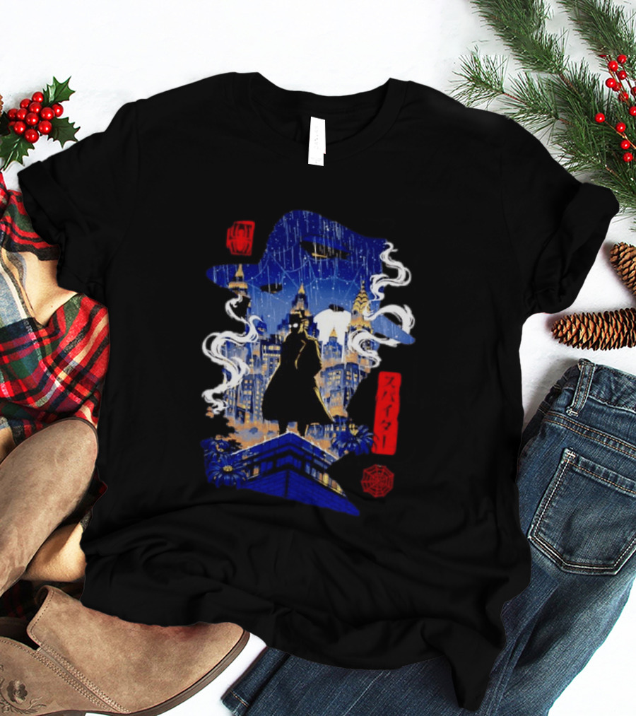 Spider Man Noir Marvel Spider Verse Cityscape Japanese T-Shirt