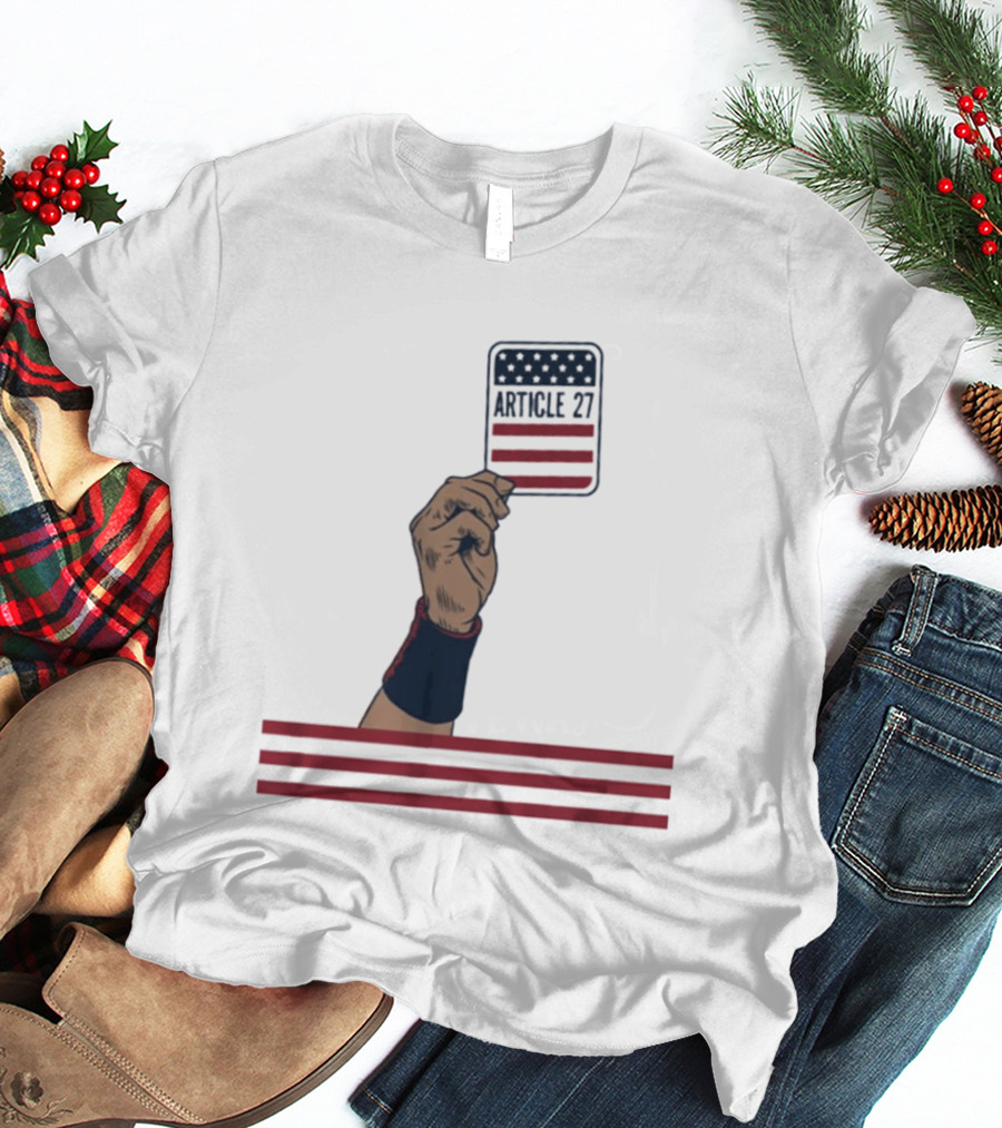 Article 27 USA Hand Constitution American Flag T-Shirt