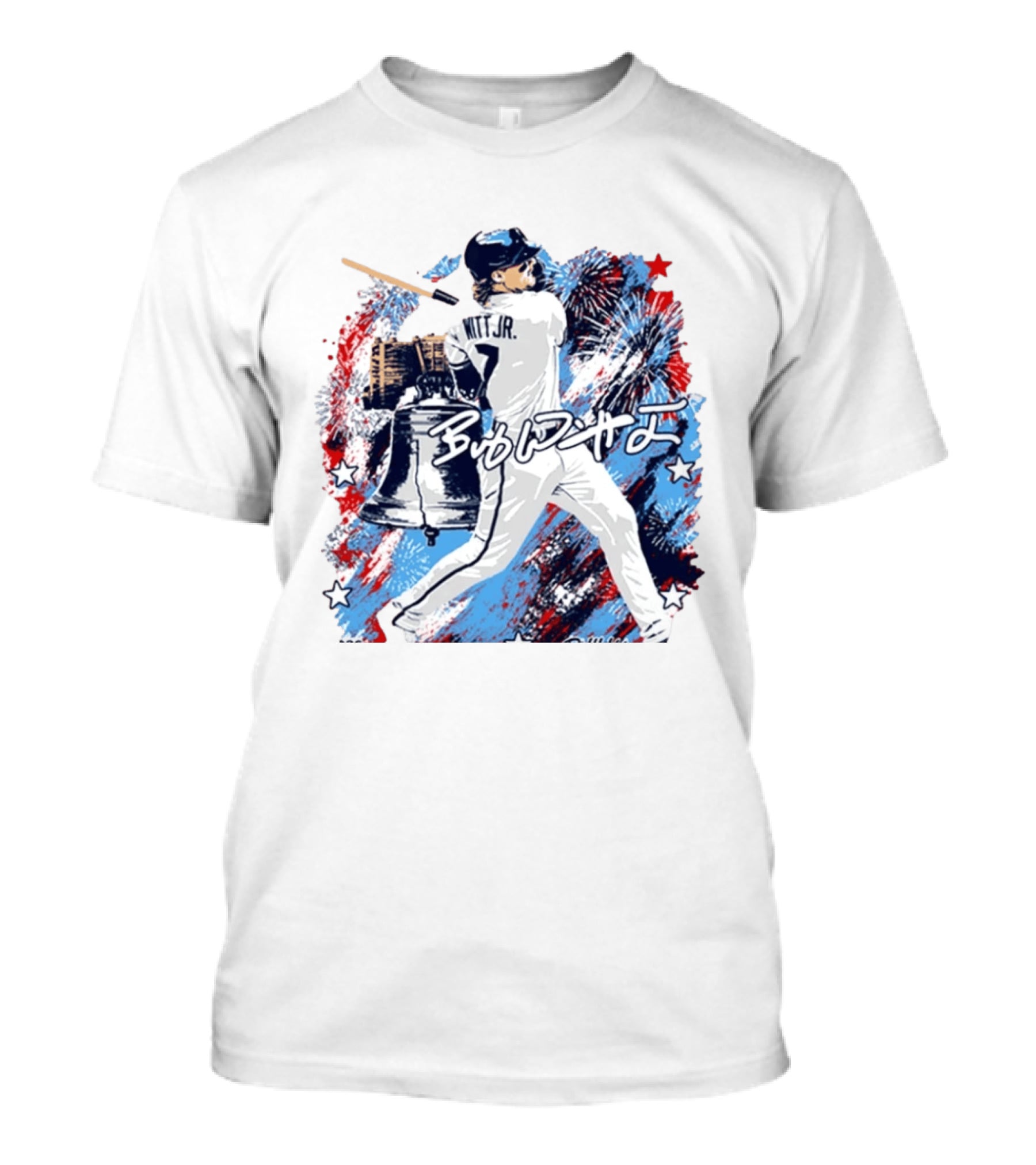 Bobby Witt Jr 2026 Philly Liberty Bell And Fireworks Baseball T-Shirt