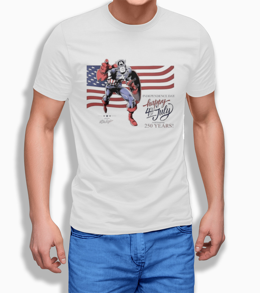 Captain America Marvel Comics Happy 4th Of July Independence Day Celebration T-Shirt