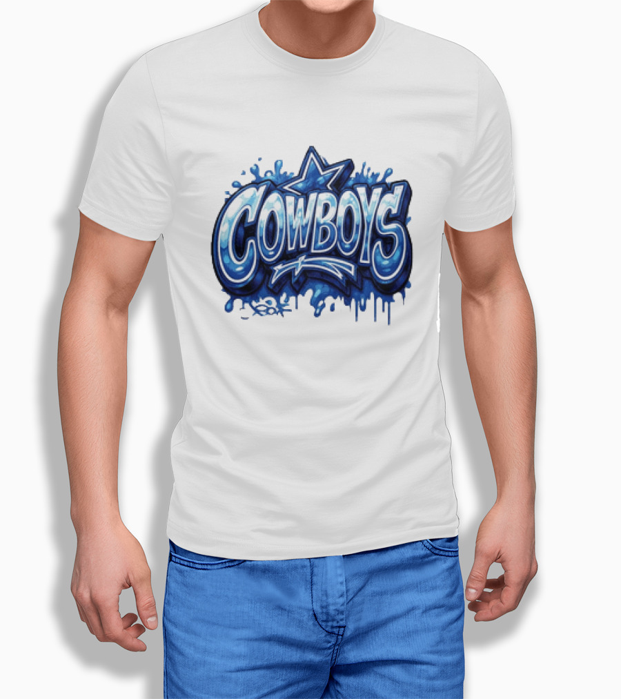 Dallas Cowboys Graffiti Style With Star And Blue Drips T-Shirt