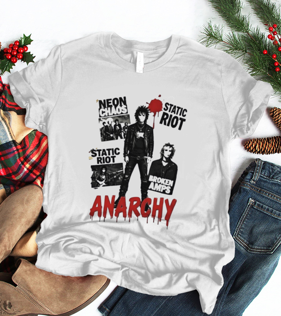 Neon Chaos Static Riot Broken Amps Anarchy Punk Rock Musician T-Shirt