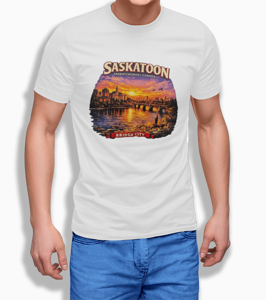 Saskatoon Saskatchewan Canada Sunset Bridge City T-Shirt