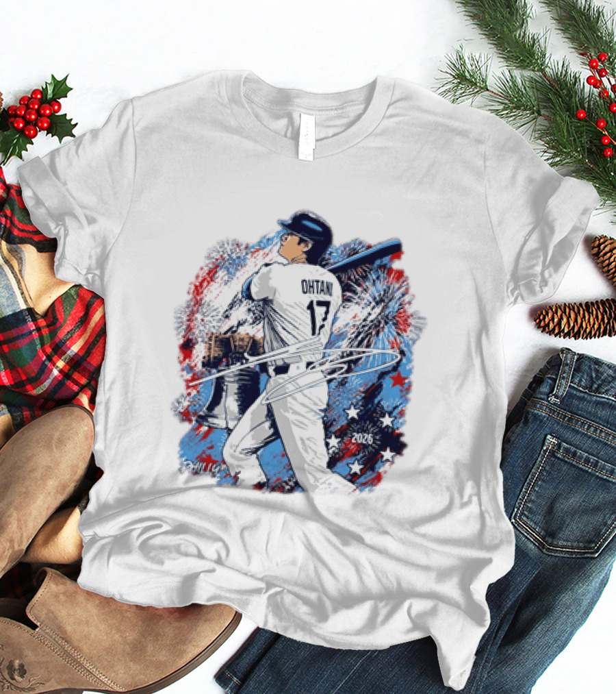 Shohei Ohtani 17 Philadelphia 2026 Liberty Bell Fireworks Stars T-Shirt