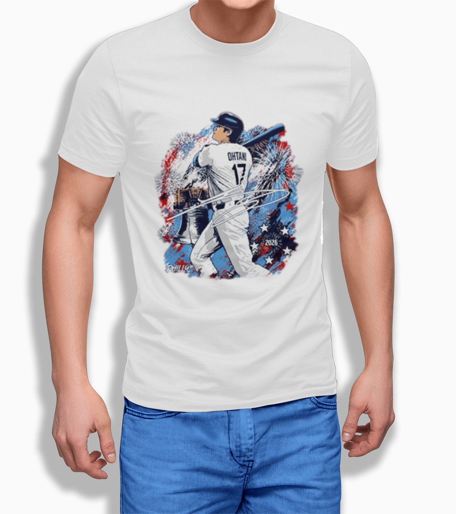 Shohei Ohtani 17 Philadelphia 2026 Liberty Bell Fireworks Stars T-Shirt