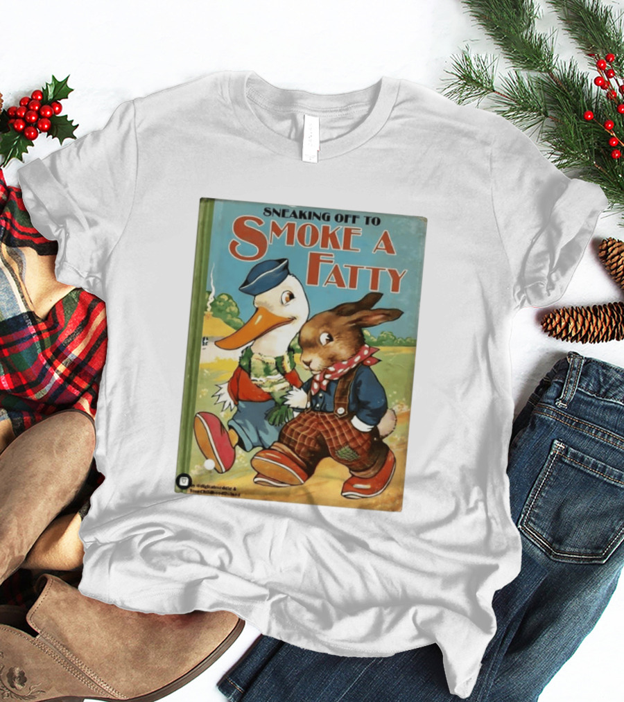 Sneaking Off To Smoke A Fatty Anthropomorphic Duck Rabbit Book Cover T-Shirt