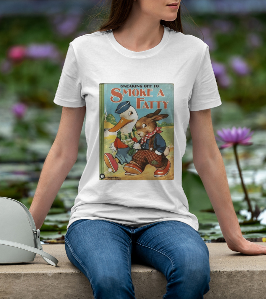 Sneaking Off To Smoke A Fatty Anthropomorphic Duck Rabbit Book Cover T-Shirt