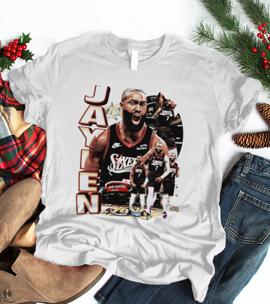 Jaylen Brown Nike 76ers Number 7 Bootleg Collage T-Shirt