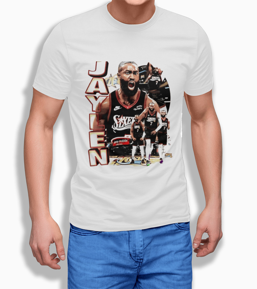 Jaylen Brown Nike 76ers Number 7 Bootleg Collage T-Shirt