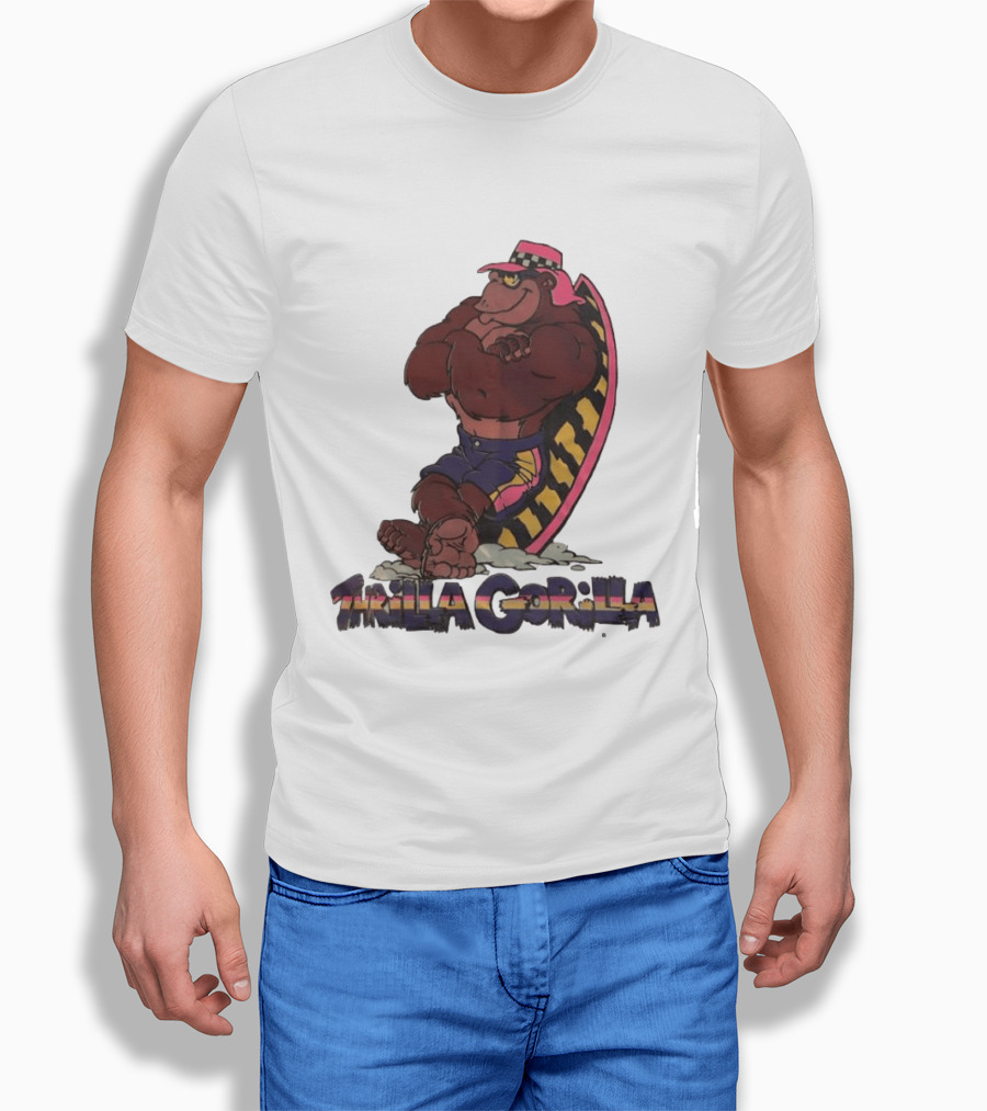Thrilla Gorilla Town And Country Surf Checkered Hat Surfboard T-Shirt