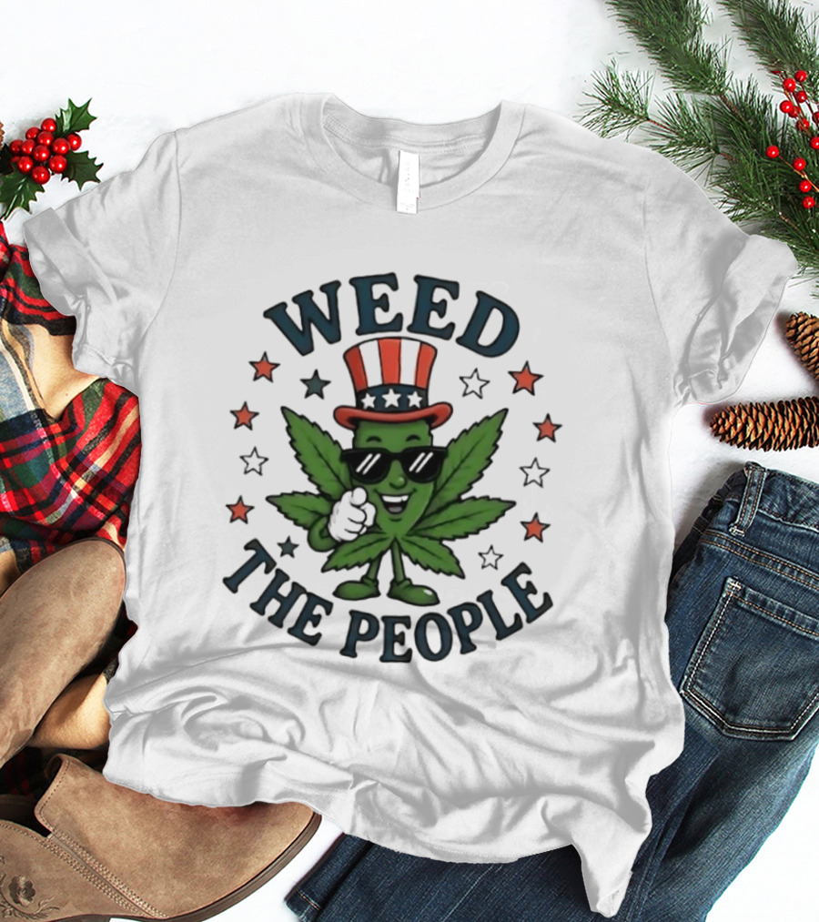 Weed The People Cannabis Uncle Sam Patriotic Leaf Stars T-Shirt
