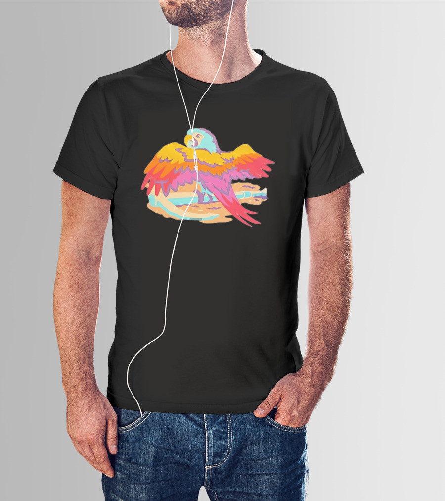 Macaw Parrot Perched On Anchor In Vibrant Tropical Beach Setting T-Shirt