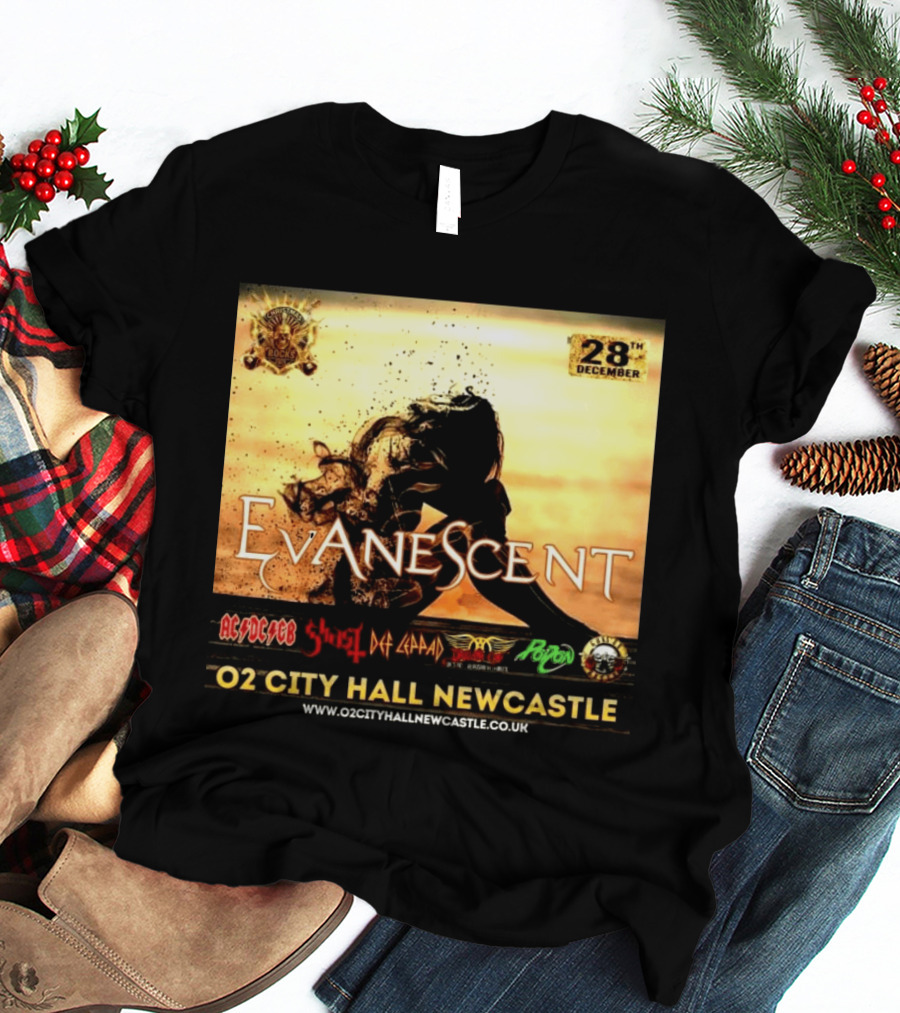 Evanescent Live At O2 City Hall Newcastle With AC/DC Ghost Def Leppard And Poison December 28th T-Shirt