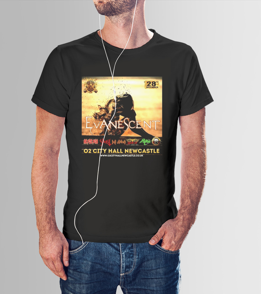 Evanescent Live At O2 City Hall Newcastle With AC/DC Ghost Def Leppard And Poison December 28th T-Shirt