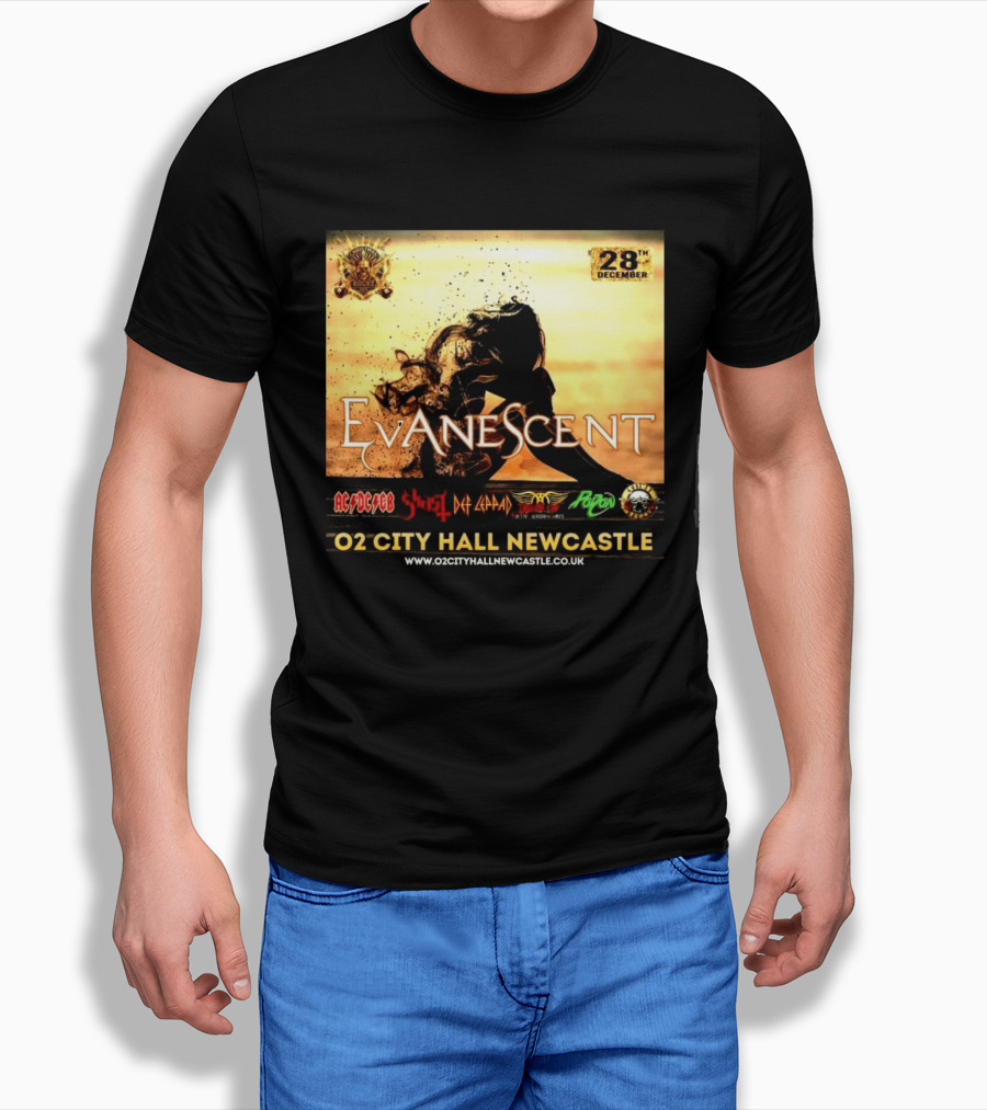 Evanescent Live At O2 City Hall Newcastle With AC/DC Ghost Def Leppard And Poison December 28th T-Shirt
