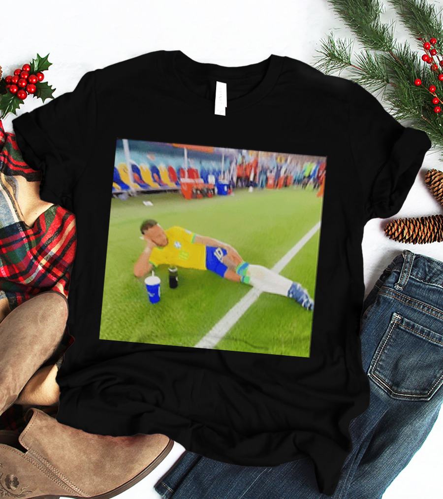 Neymar Jr Brazil Number 10 Relaxing Pitch Meme Iconic Soccer Moment T-Shirt