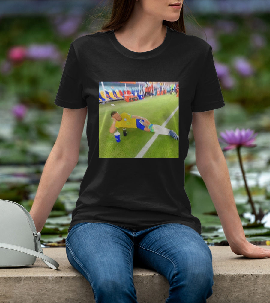 Neymar Jr Brazil Number 10 Relaxing Pitch Meme Iconic Soccer Moment T-Shirt