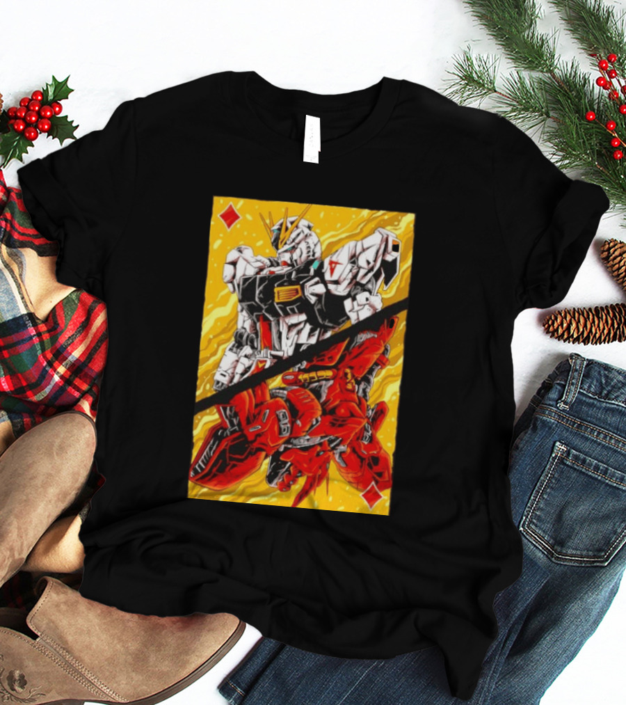 Nu Gundam Sazabi Mobile Suit Gundam Char's Counterattack Playing Card T-Shirt