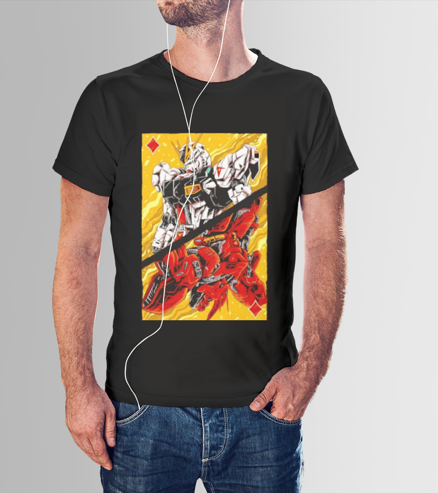 Nu Gundam Sazabi Mobile Suit Gundam Char's Counterattack Playing Card T-Shirt