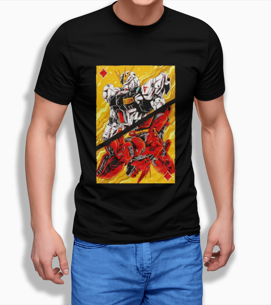 Nu Gundam Sazabi Mobile Suit Gundam Char's Counterattack Playing Card T-Shirt