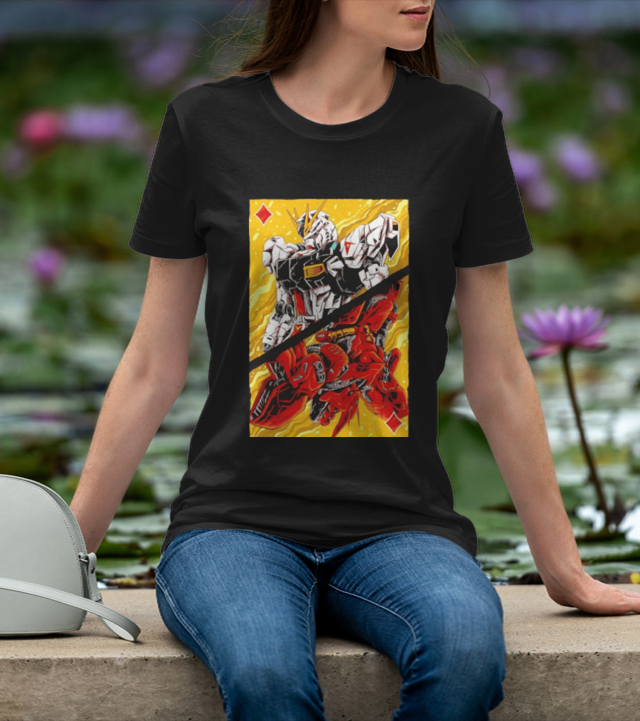 Nu Gundam Sazabi Mobile Suit Gundam Char's Counterattack Playing Card T-Shirt
