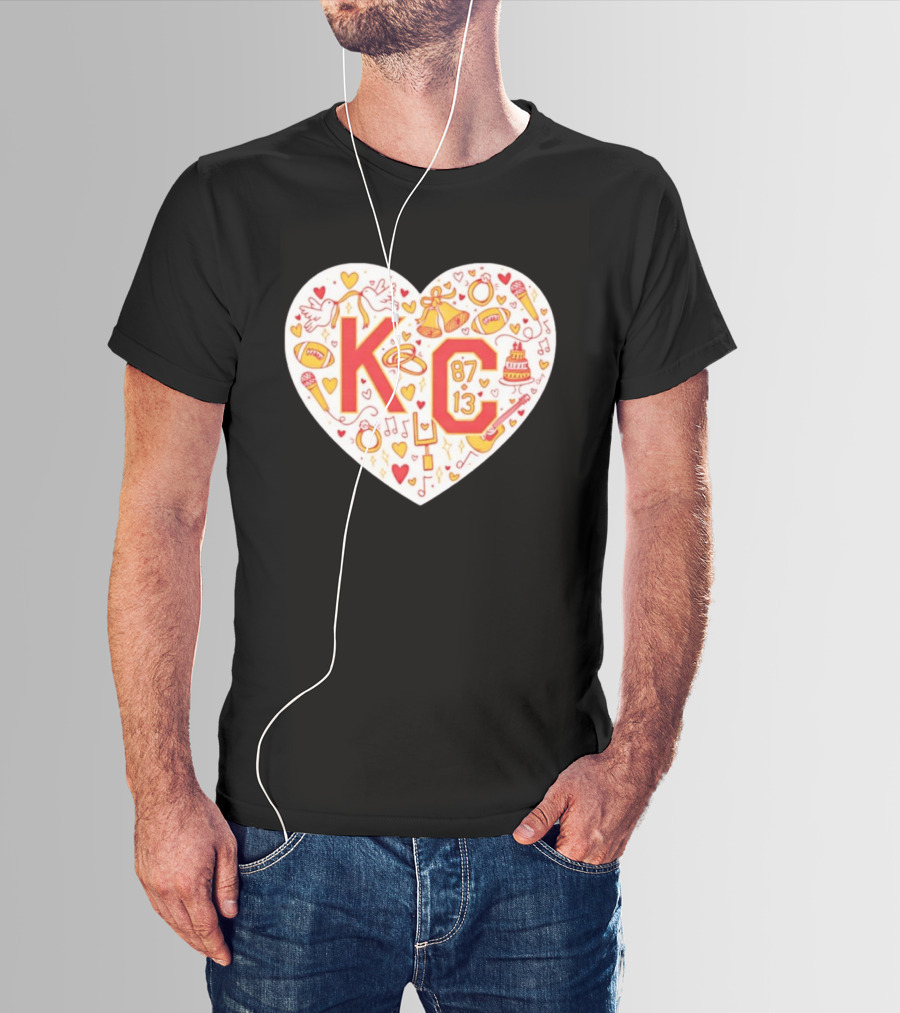 Travis Kelce Taylor KC 87 13 Kansas City Chiefs Football Love Heart T-Shirt